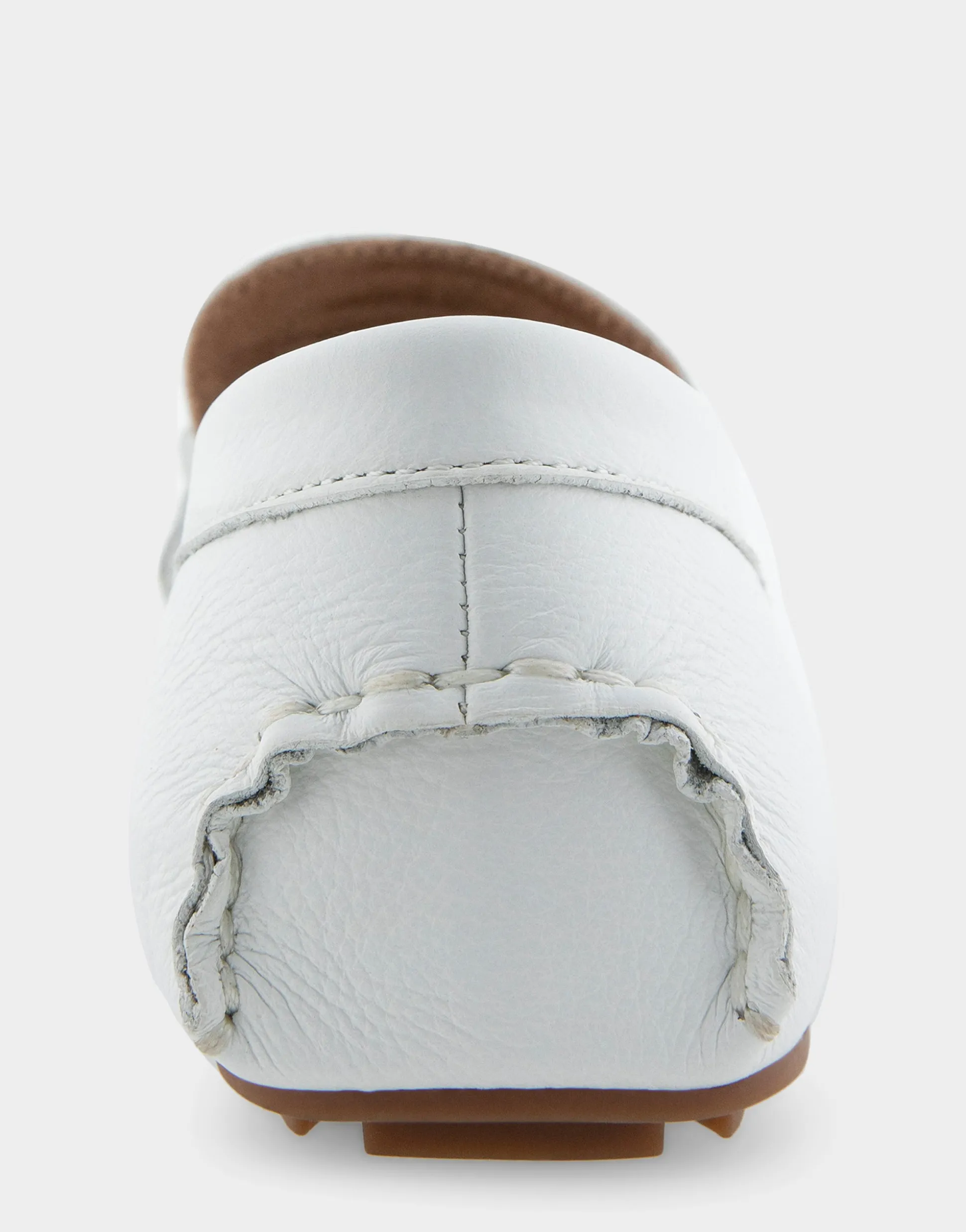 Comfortable Women's Ornamented Driver in White Leather