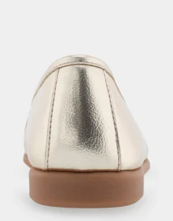 Comfortable Women's Ornamented Flat in Gold Faux Leather