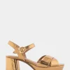 Comfortable Women's Platform Sandal in Light Bronze Genuine Leather