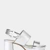 Comfortable Women's Platform Sandal in Silver Metallic Faux Leather