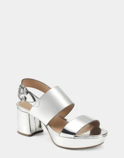 Comfortable Women's Platform Sandal in Silver Metallic Faux Leather