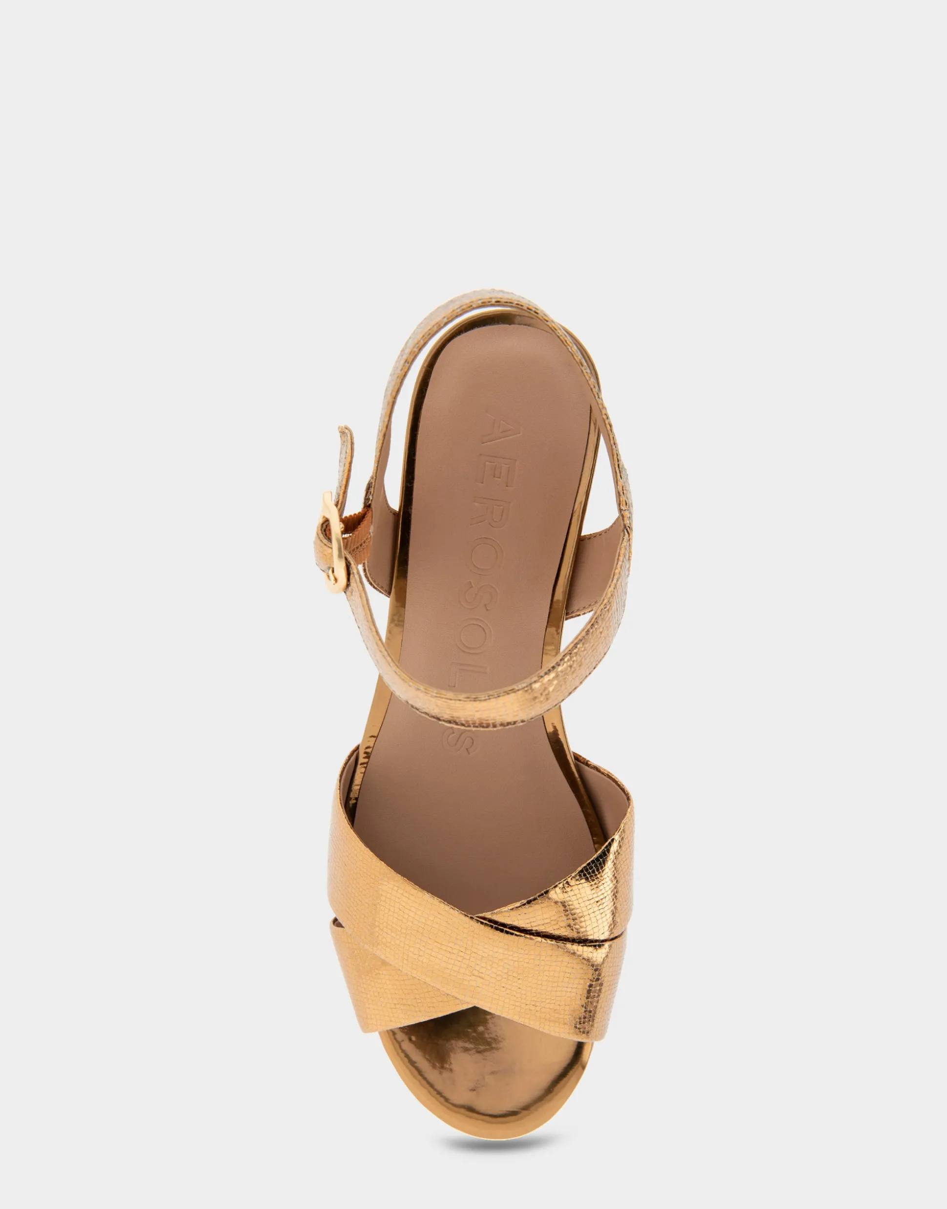 Comfortable Women's Platform Sandal in Light Bronze Genuine Leather