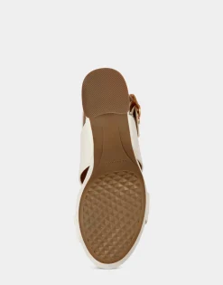 Comfortable Women's Platform Sandal in Eggshell Leather