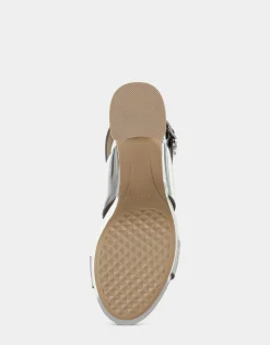Comfortable Women's Platform Sandal in Silver Metallic Faux Leather