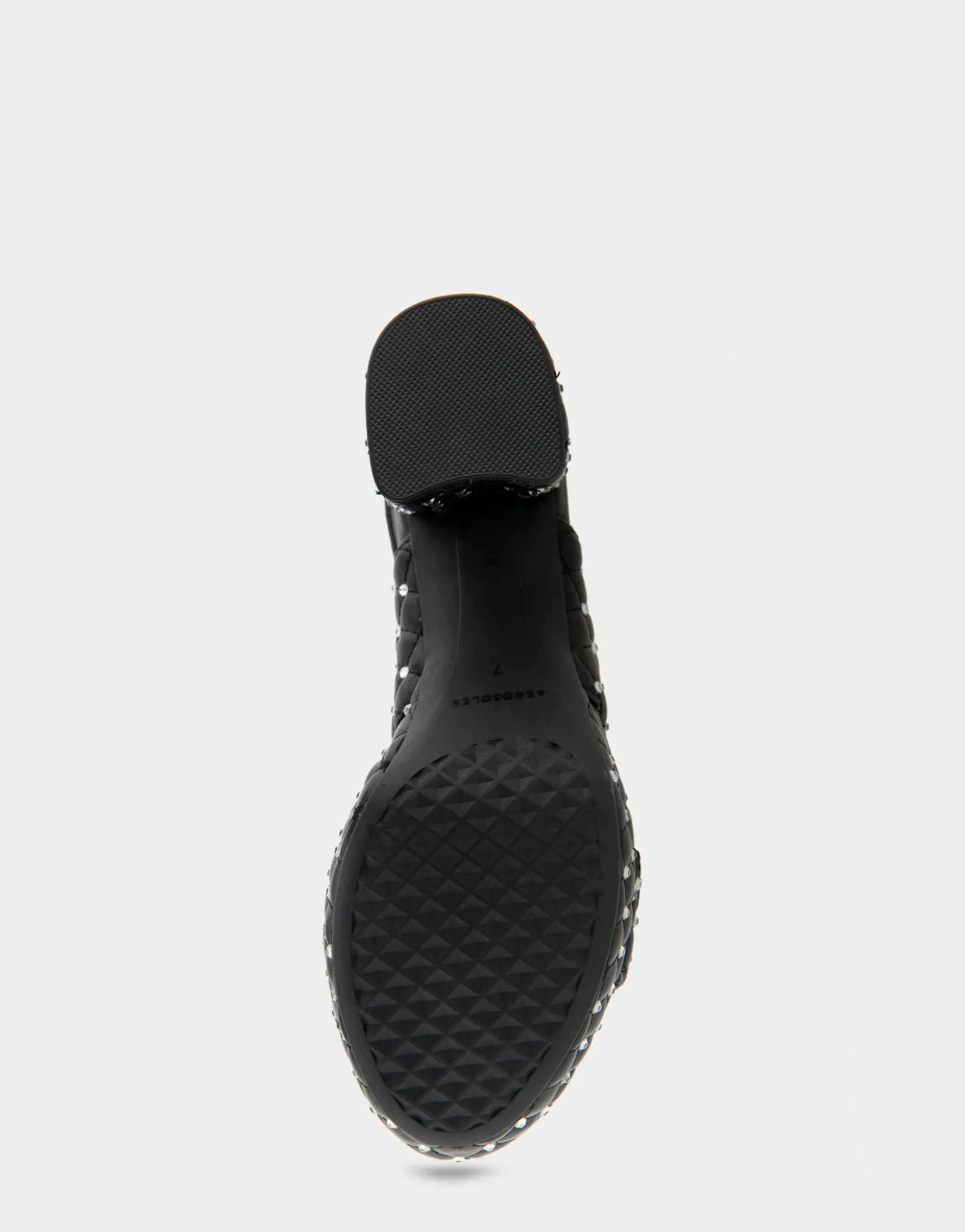 Comfortable Women's Platform Sandal in Black Quilted Faux Leather With Crystals
