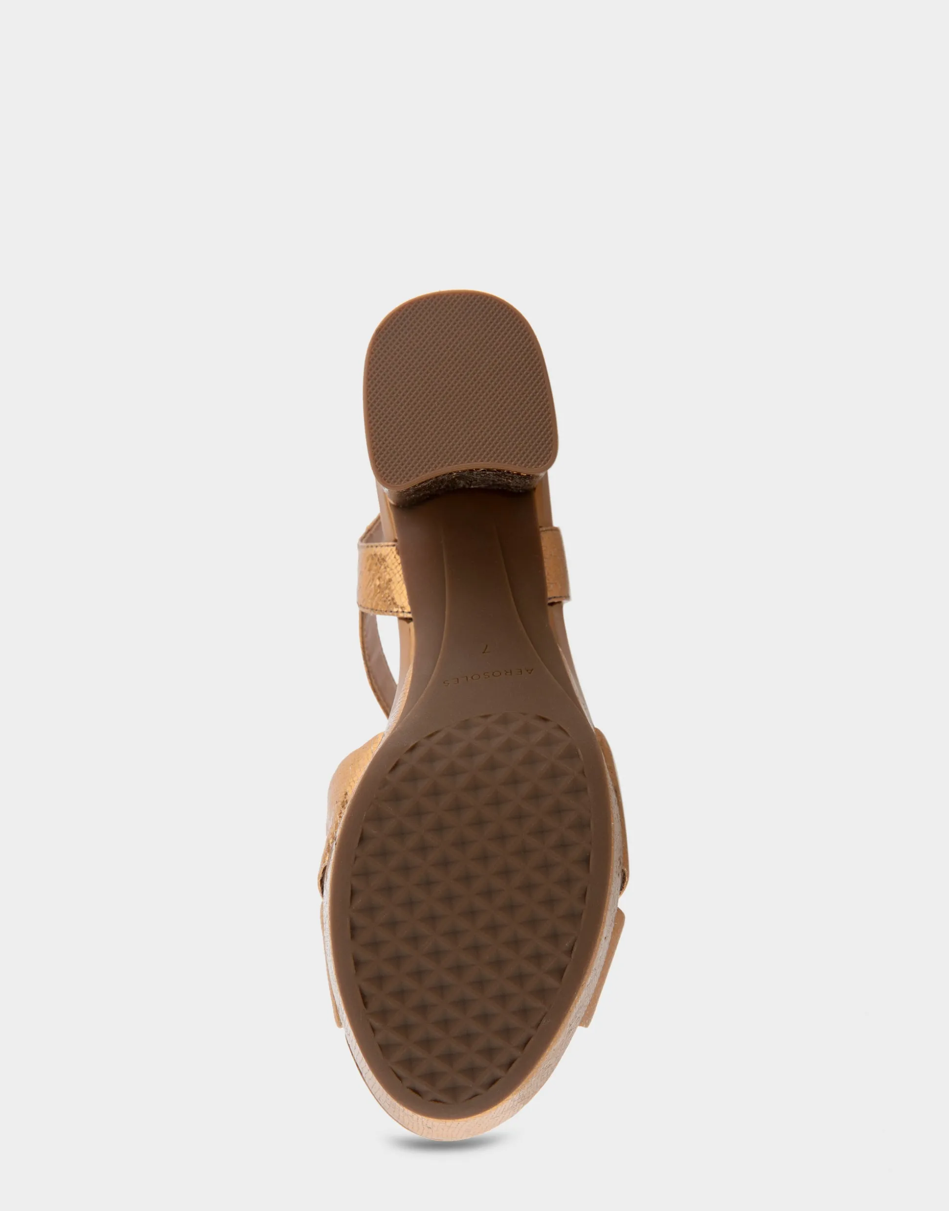 Comfortable Women's Platform Sandal in Light Bronze Genuine Leather