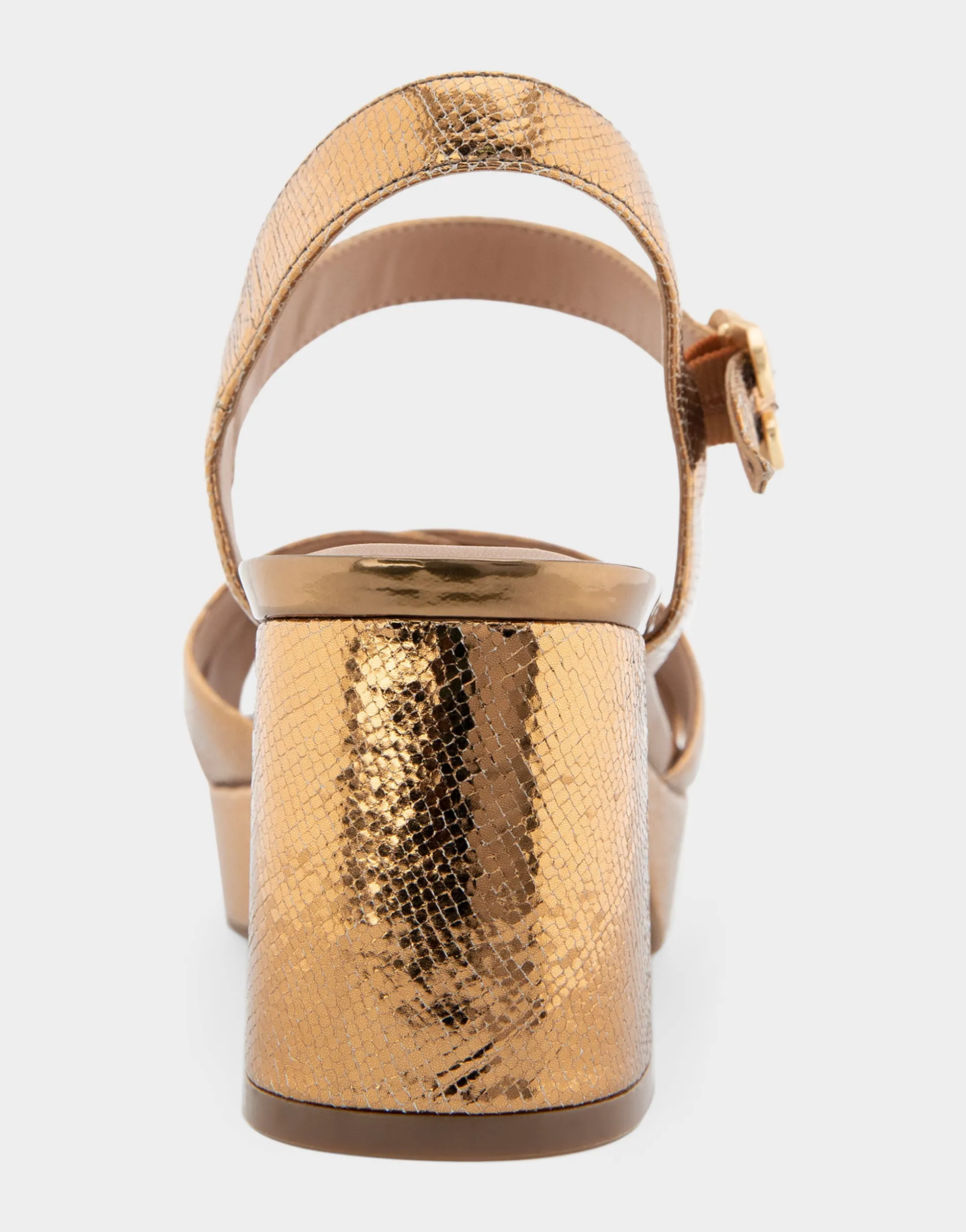Comfortable Women's Platform Sandal in Light Bronze Genuine Leather