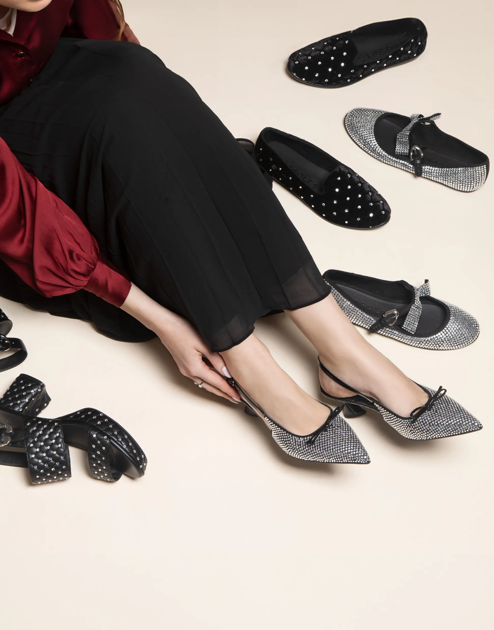 Comfortable Women's Platform Sandal in Black Quilted Faux Leather With Crystals
