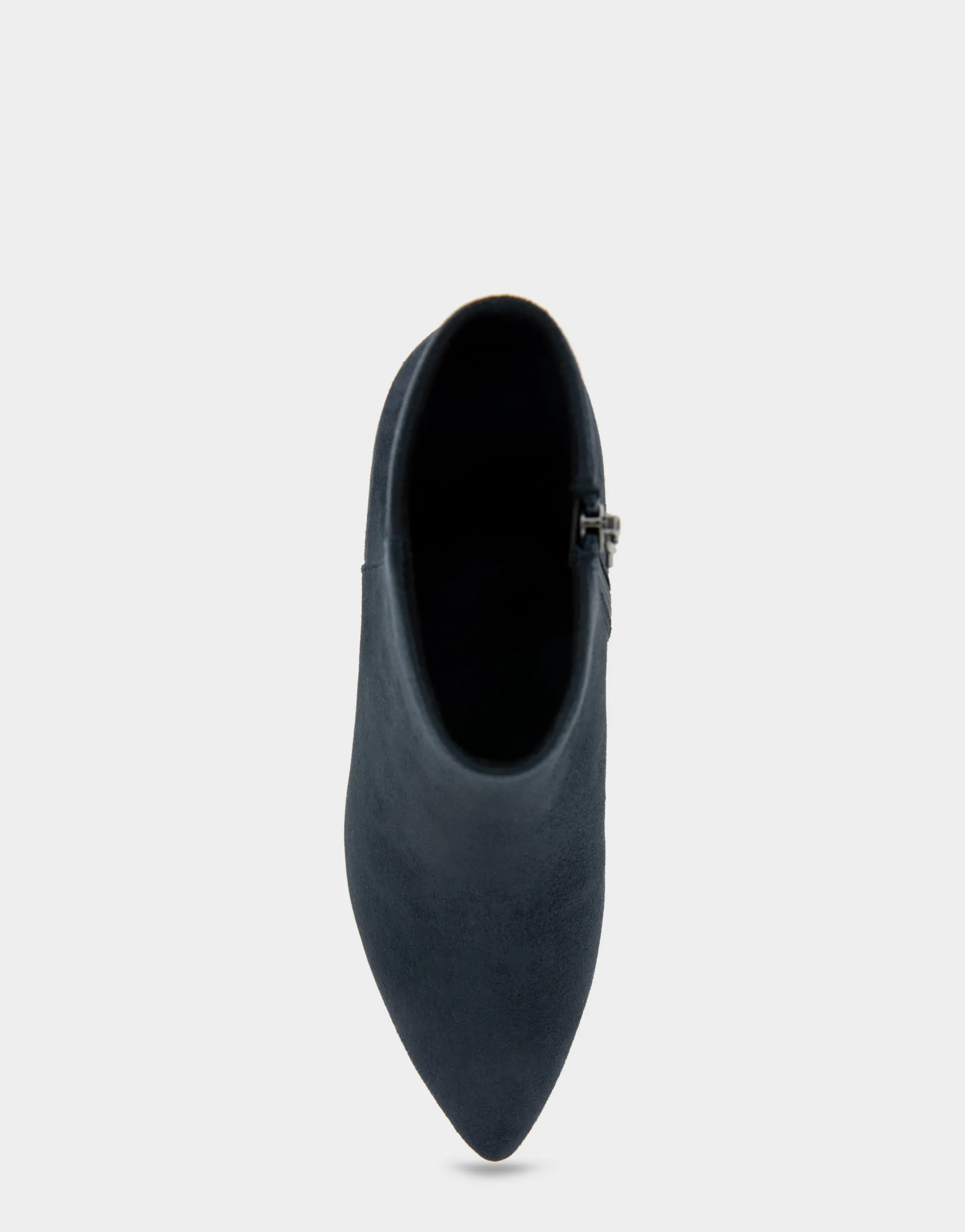 Comfortable Women's Point Toe Kitten Heel Bootie in Navy Faux Suede Faux Suede