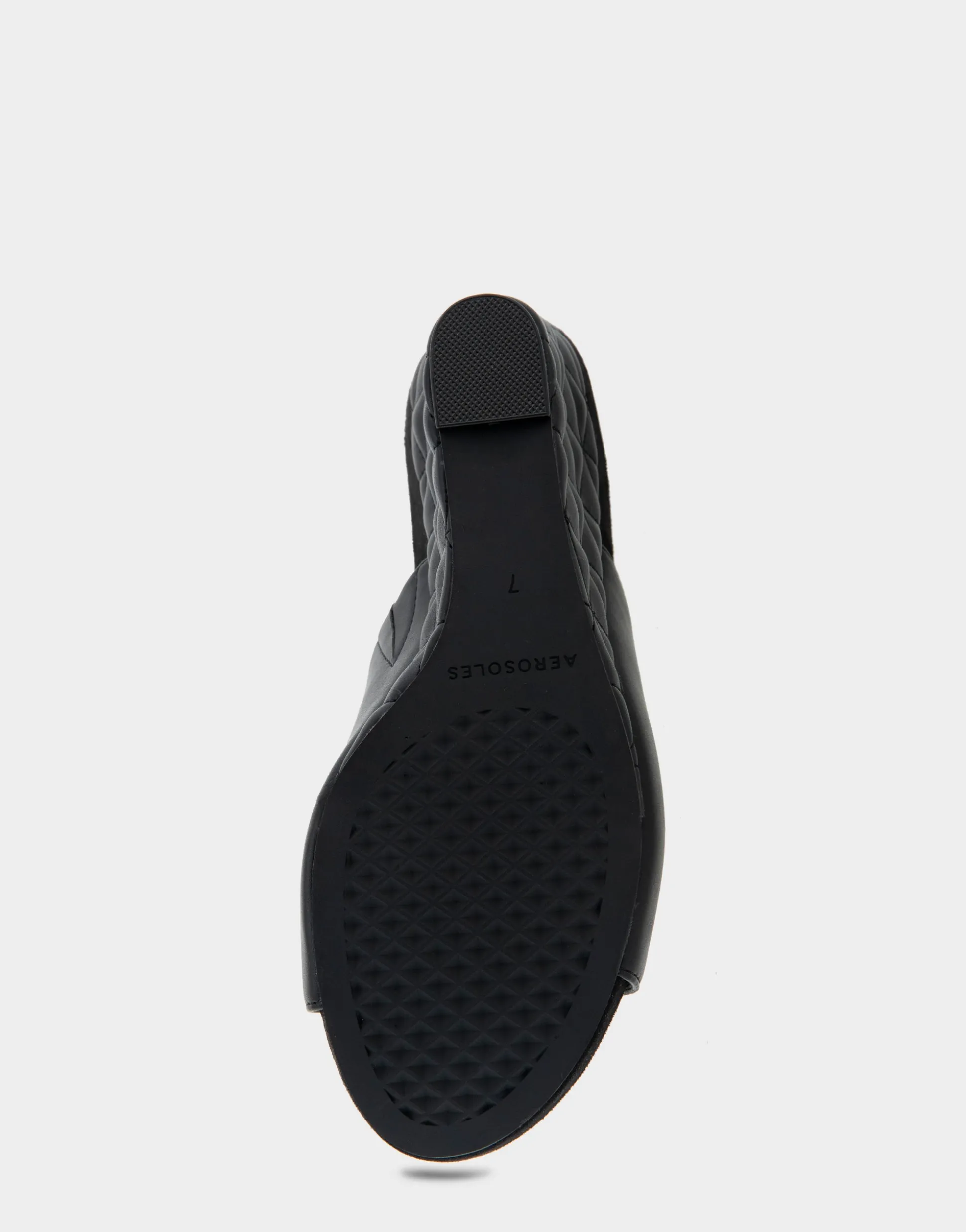 Comfortable Women's Quilted Heel Footbed Wedge Slide in Black Faux Leather