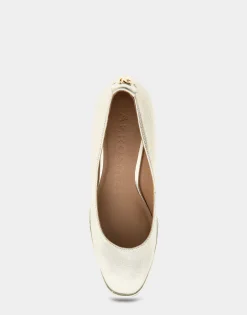 Comfortable Women's Sculpted Wedge Pump in Soft Gold Leather