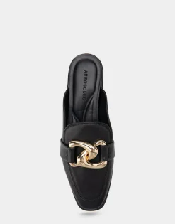 Comfortable Women's Slide in Black Genuine Leather