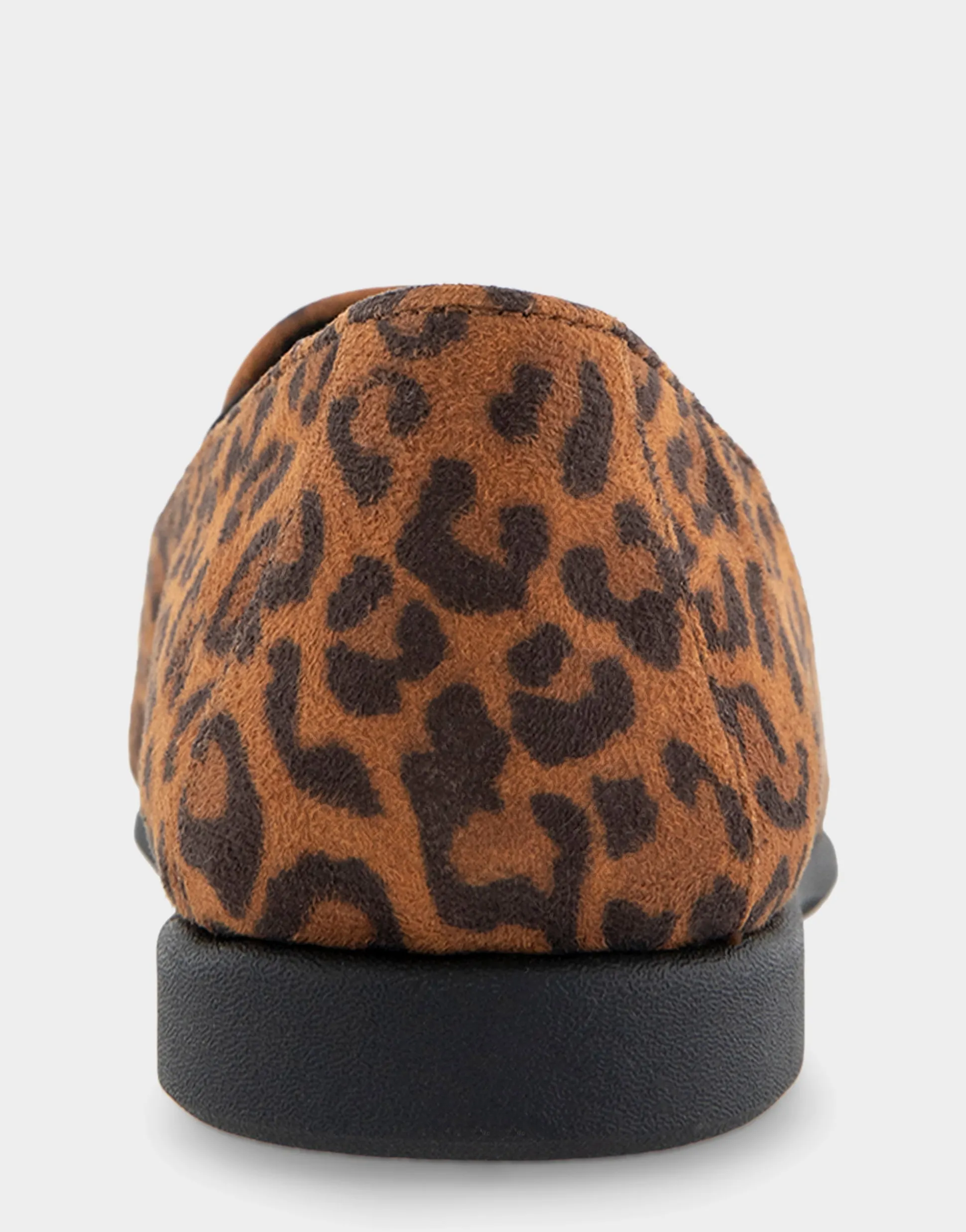 Comfortable Women's Slip On Double Gore Loafer in Leopard Faux Suede Faux Suede