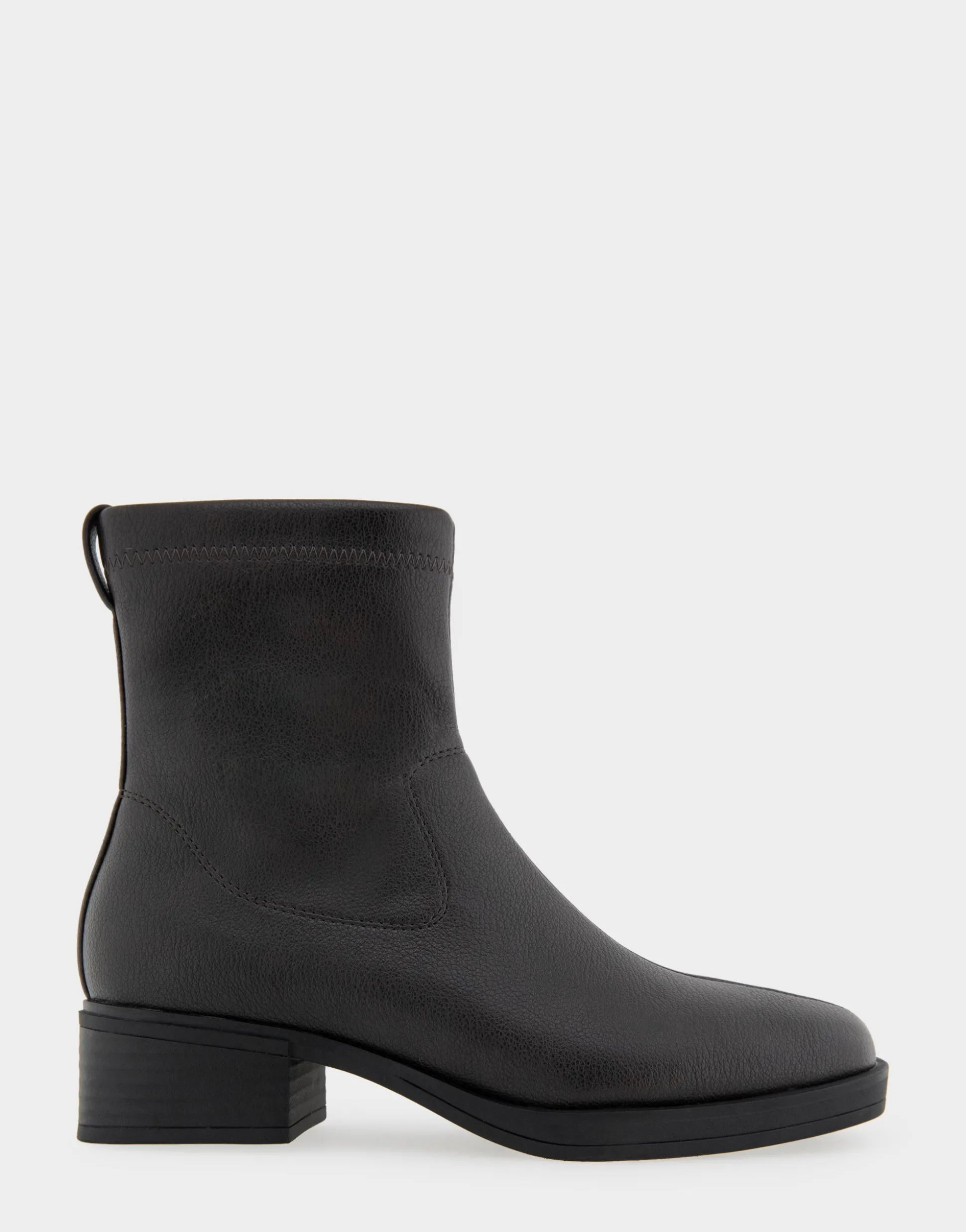 Comfortable Women's Stretch Equestrian Bootie in Java Stretch Pebbled Faux Leather