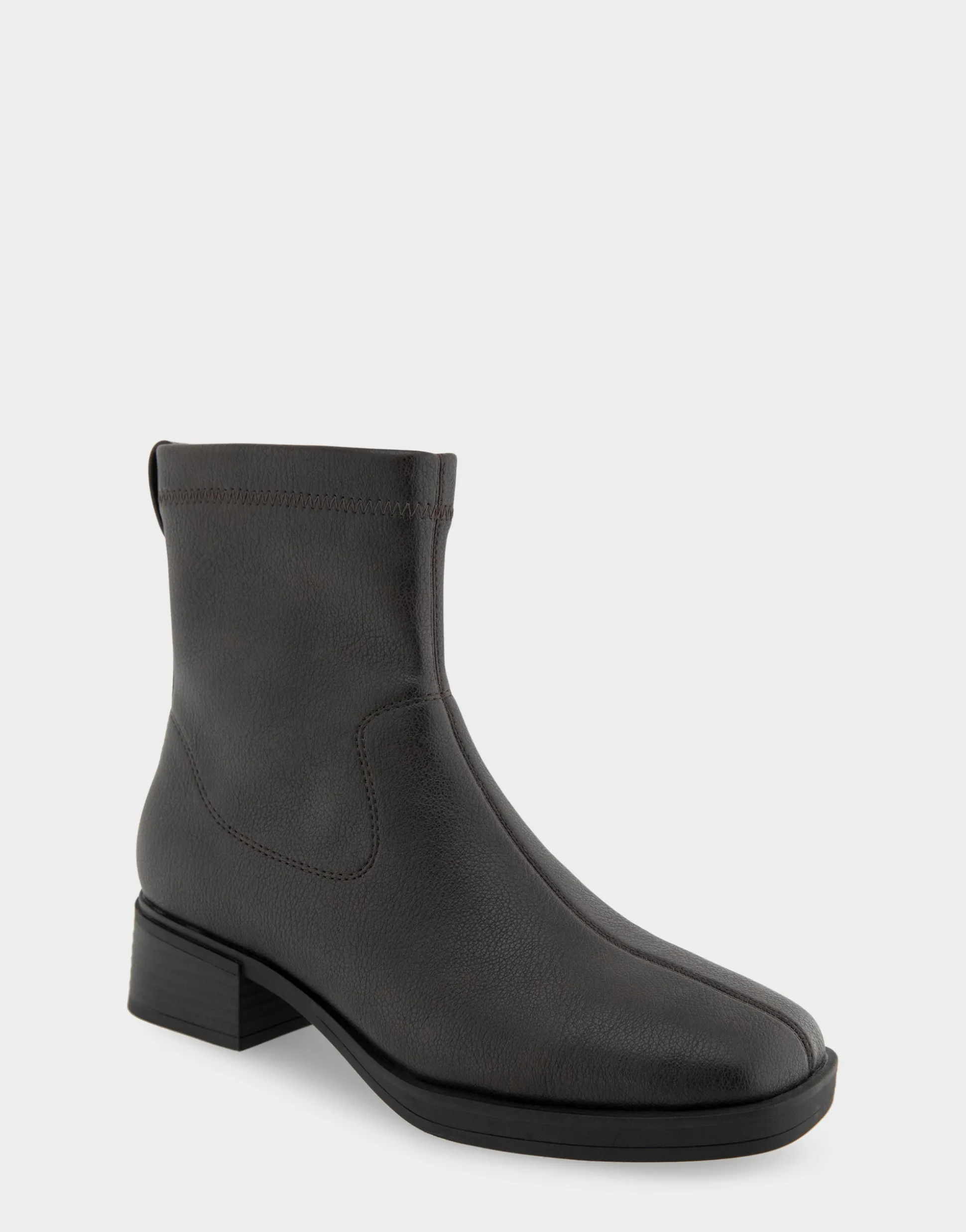 Comfortable Women's Stretch Equestrian Bootie in Java Stretch Pebbled Faux Leather