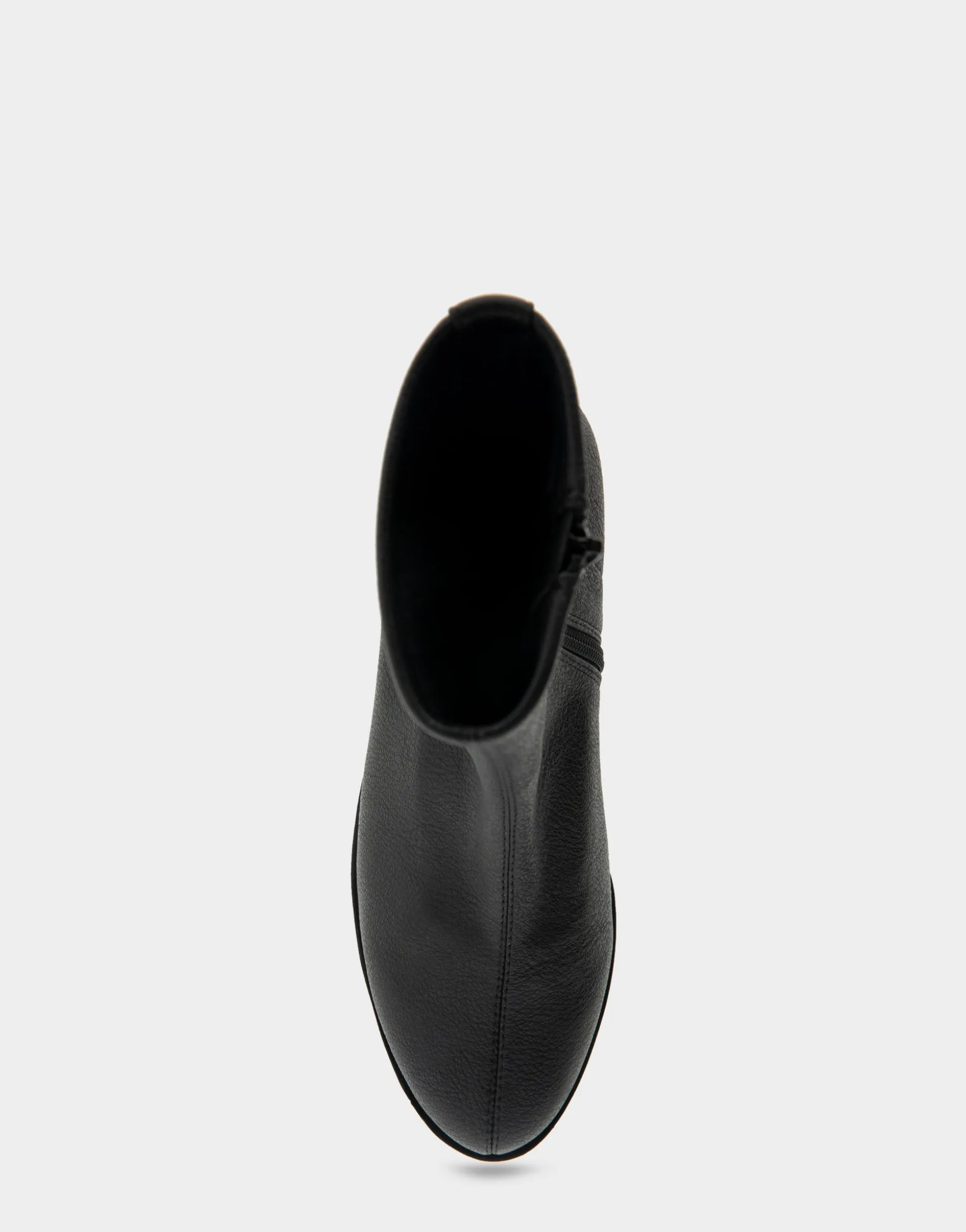 Comfortable Women's Stretch Ankle Crepe Textured Wedge Bootie in Black Stretch Pebbled Faux Leather Faux Leather