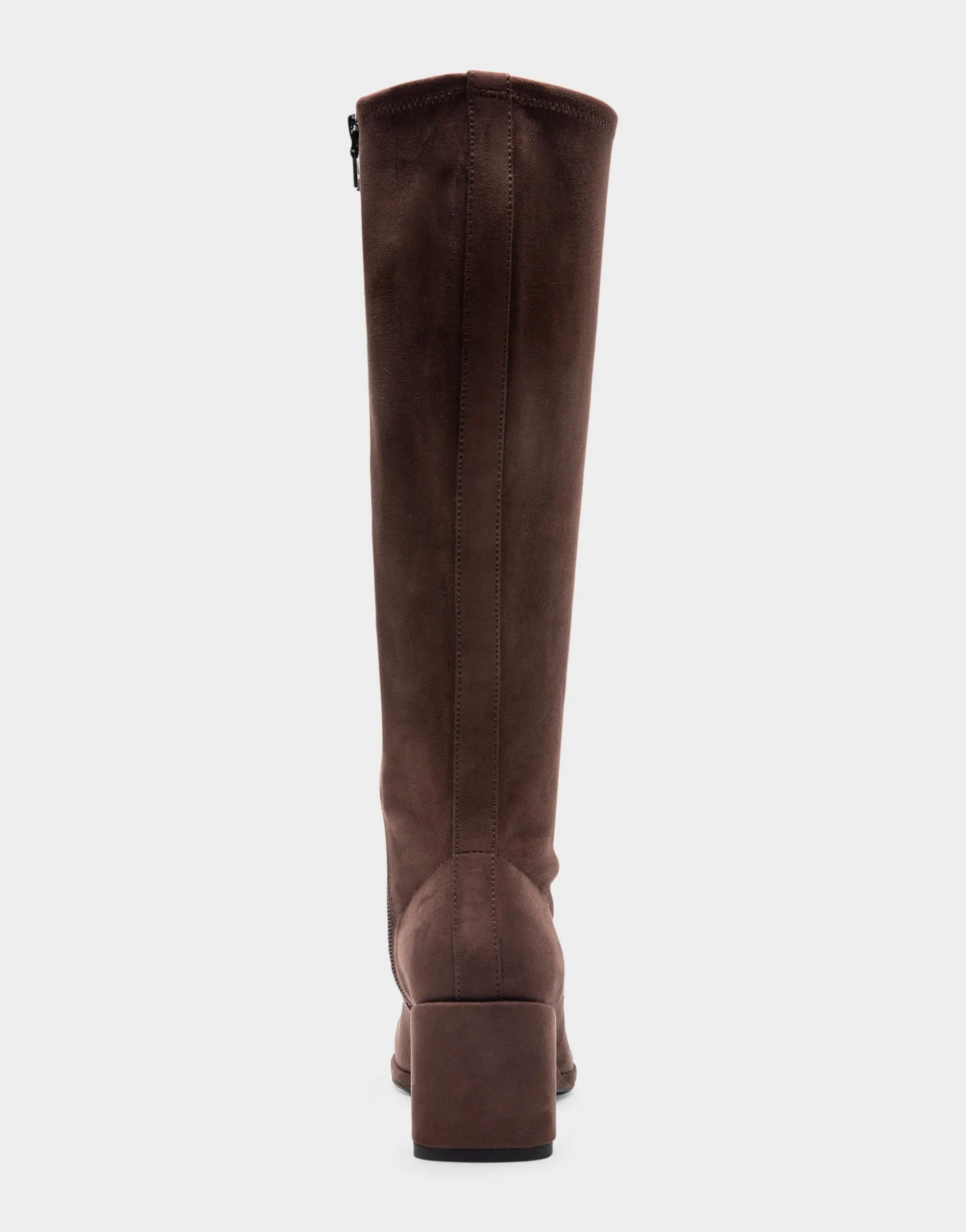 Comfortable Women's Stretch Knee High Sculpted Wedge Boot in Java Faux Suede Faux Suede