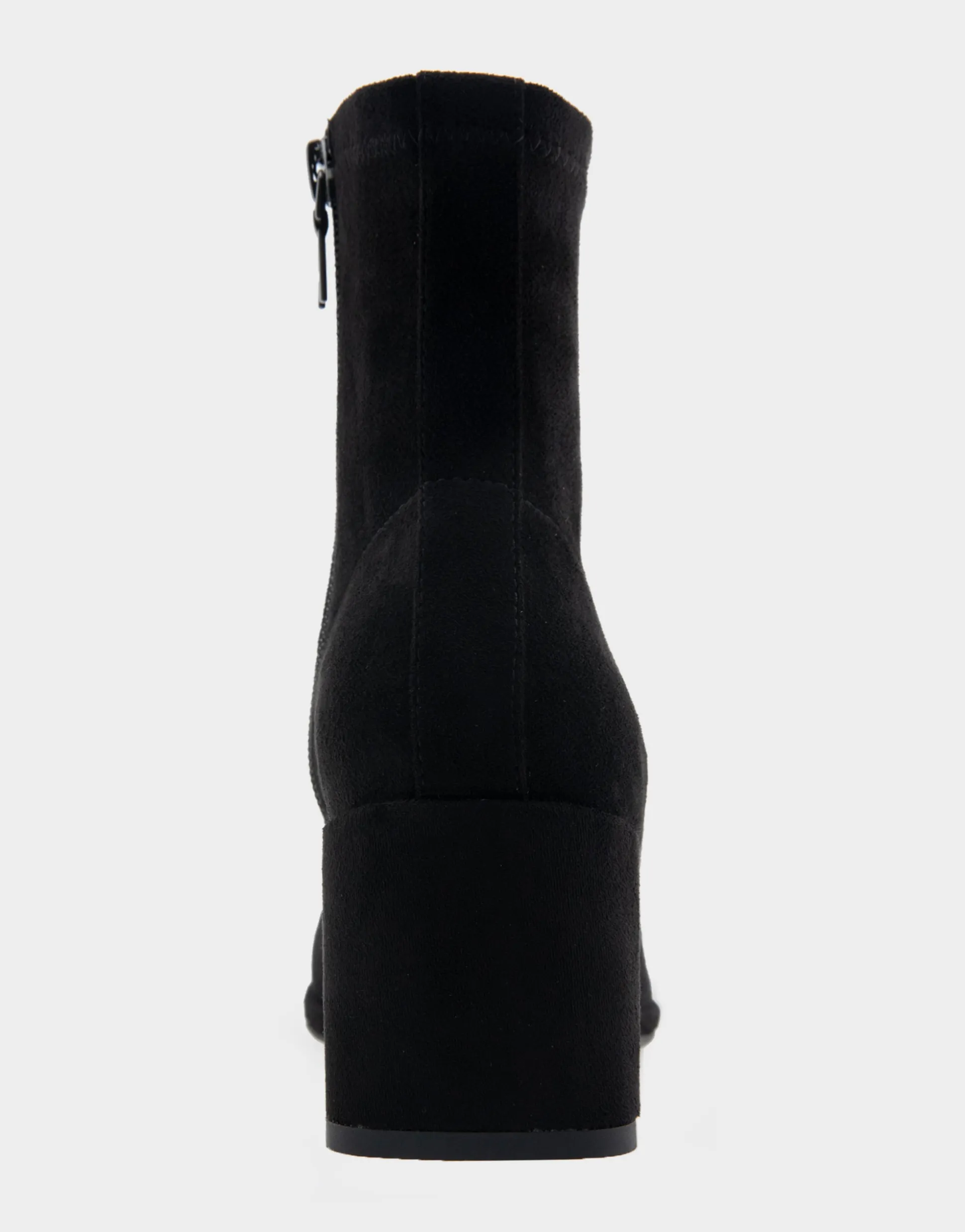 Comfortable Women's Stretch Ankle Sculpted Wedge Boot in Black Faux Suede