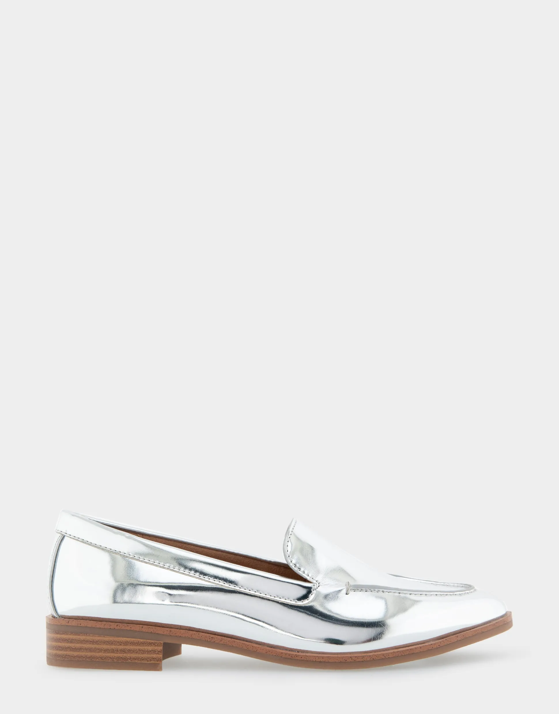 Comfortable Women's Tailored Loafer in Silver Metallic Faux Leather