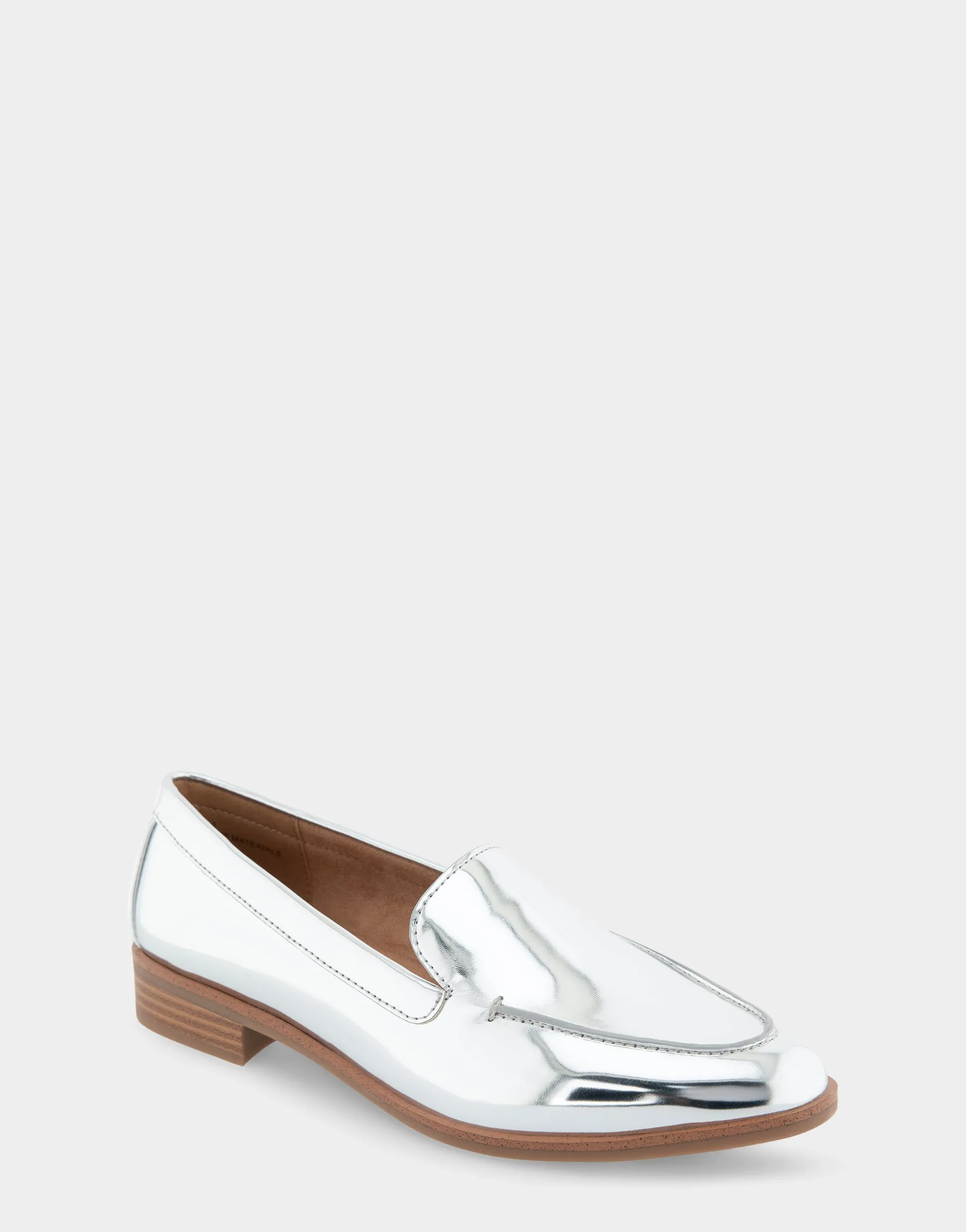Comfortable Women's Tailored Loafer in Silver Metallic Faux Leather