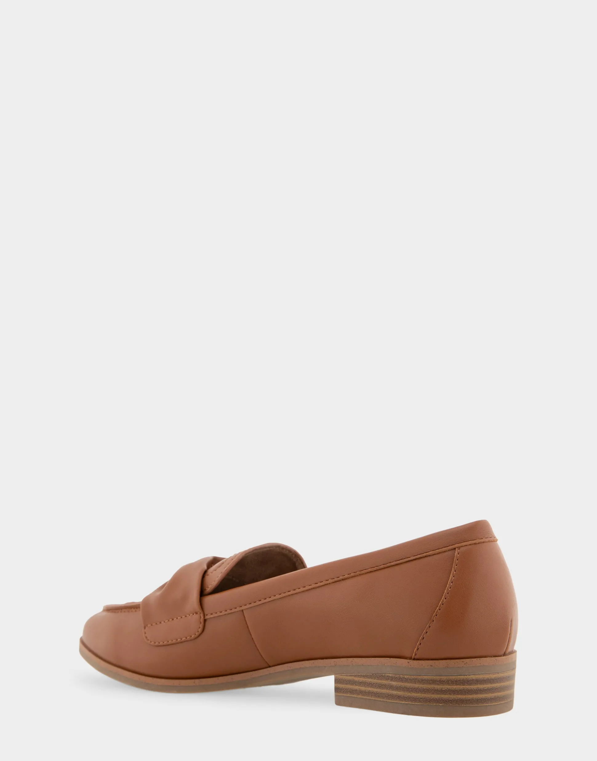 Comfortable Women's Tailored Loafer in Dark Tan Faux Leather