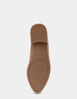 Comfortable Women's Tailored Loafer in Dark Tan Faux Leather