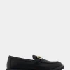 Comfortable Women's Ultralight Lug Loafer With Horsebit Detail in Black Pebbled Faux Leather Faux Leather
