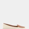 Comfortable Women's Woven Plug Loafer in Natural Canvas Fabric Faux Leather